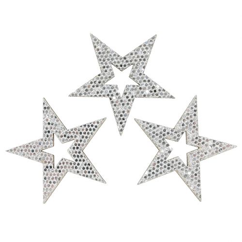 Floristik24 Estrella decorativa plateada para esparcir 4cm 48uds
