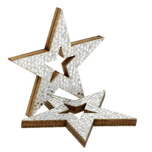 Floristik24 Estrella decorativa plateada para esparcir 4cm 48uds