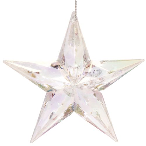 Adornos decorativos en forma de estrella, acrílico transparente iridiscente, decoración para árbol de Navidad, 9 cm, 6 unidades | Floristik24.es