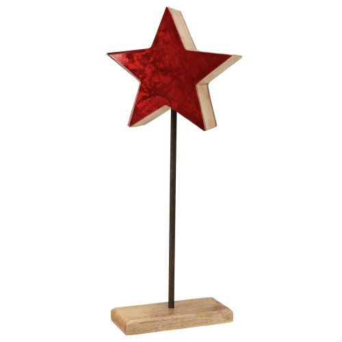 Artículo Decoración estrella rojo natural con varilla en base 20x9,5x50cm