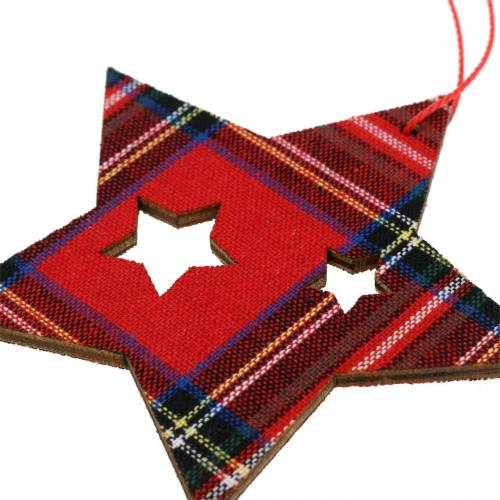 Floristik24 Decoraciones para árbol de Navidad Cuadros escoceses Rojo 8cm 12pzs