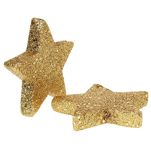 Floristik24 Estrellas oro 6.5cm con mica 36pcs