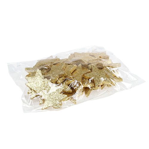 Floristik24 Estrellas oro 6.5cm con mica 36pcs