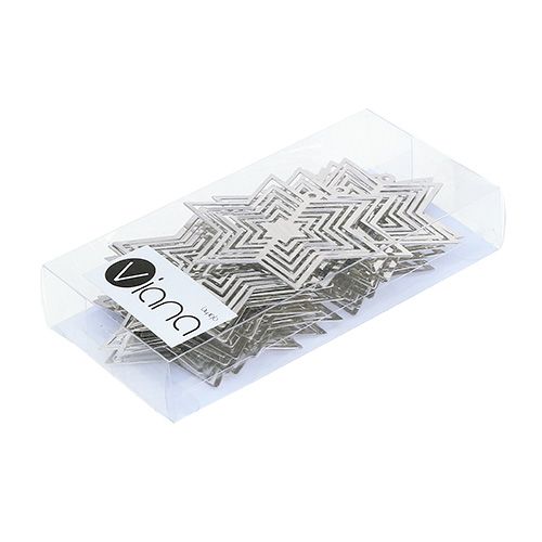Floristik24 Estrella metal plata 6cm 24pcs