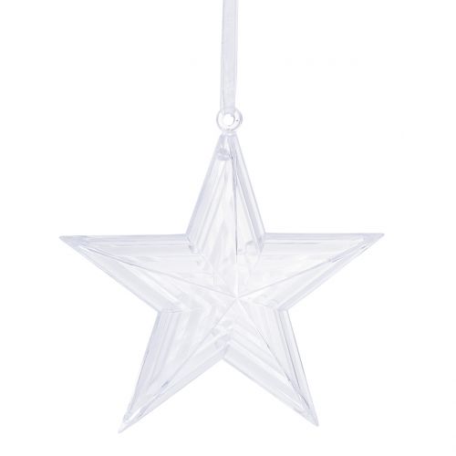Artículo Estrella para colgar adornos para árboles de Navidad de plástico transparente 12cm 6uds