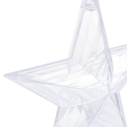 Artículo Estrella para colgar adornos para árboles de Navidad de plástico transparente 12cm 6uds