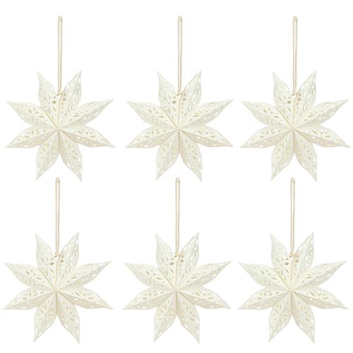 Artículo Papel decorativo para colgar copos de nieve estrella en blanco Ø20cm 6 uds.
