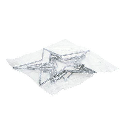 Floristik24 Conjunto estrella para colgar plata, mica 17-34cm