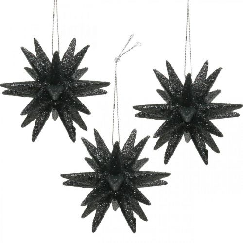 Floristik24 Estrellas decorativas navideñas para colgar negras Ø7,5cm 8 piezas