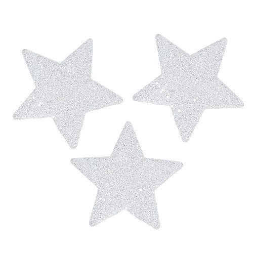 Floristik24 Estrellas blancas 6,5cm con mica 36pcs