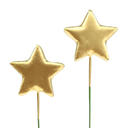 Floristik24 Estrella sobre alambre 4cm oro 60pcs