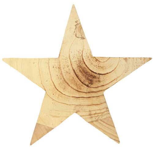 Artículo Estrella de madera Estrella de madera de pie Paulownia natural 30cm