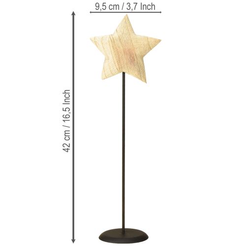 Artículo Estrella de madera, decoración de mesa de pie con estrella de madera natural H42cm