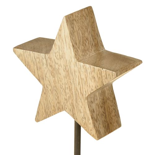 Artículo Estrella de madera natural estrellas de madera para colocar de pie H23cm 2 uds