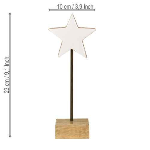 Artículo Estrella de madera blanca estrellas de madera para colocar de pie H23cm 2 uds