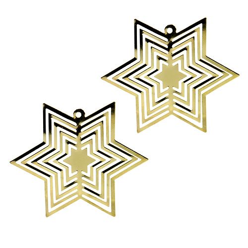 Floristik24 Estrella de metal dorado 6cm 24pcs