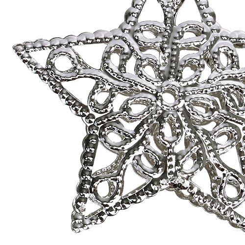 Artículo Estrella de metal plateado 6cm 20uds
