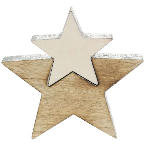 Floristik24 Estrella de madera naturaleza 18cm