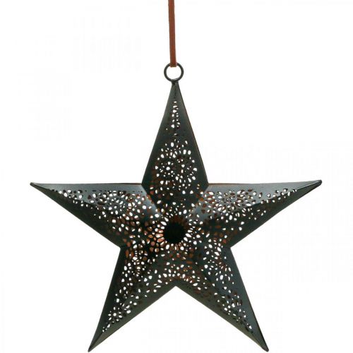 Percha de Navidad Star Metal Star Black H19cm