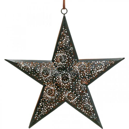 Artículo Estrella colgante de Navidad estrella de metal negra Alt. 25,5 cm