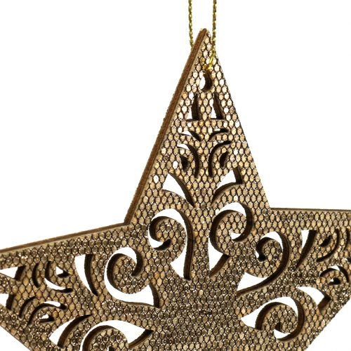 Artículo Estrella dorada para colgar 8cm - 12cm 9 piezas