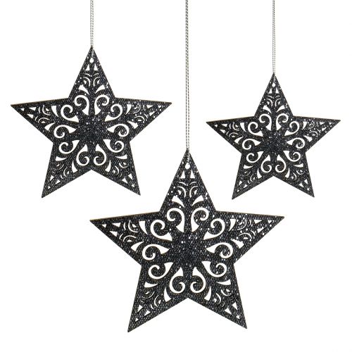 Artículo Poinsettia con adornos gris plateado surtido 8cm - 12cm 9 piezas