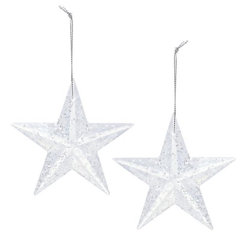 Artículo Decoración navideña Estrella para colgar Transparente con purpurina 9.5cm 12pcs