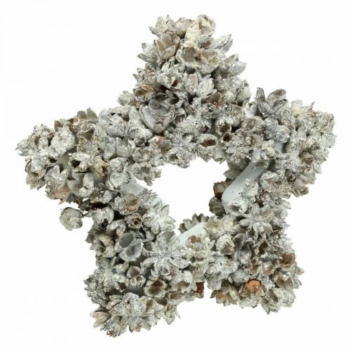 Estrella para colgar decoración navideña blanca, purpurina Ø15cm