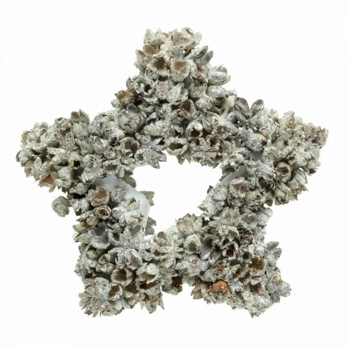 Artículo Estrella para colgar decoración navideña blanca, purpurina Ø15cm