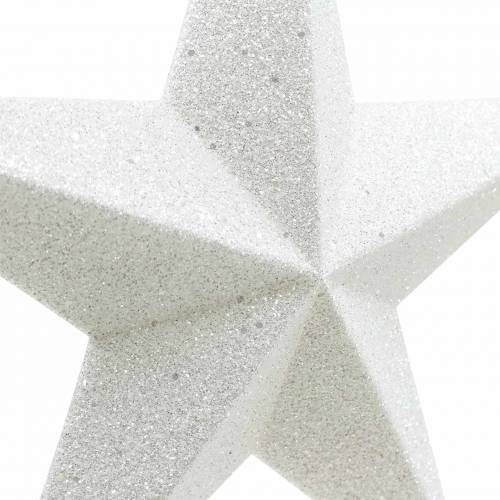 Floristik24 Estrellas purpurina para colgar blanco Ø21cm 3pcs