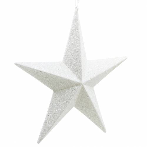 Floristik24 Estrellas purpurina para colgar blanco Ø21cm 3pcs