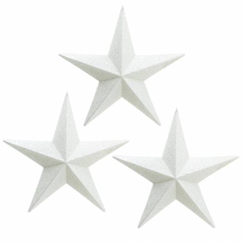 Floristik24 Estrellas purpurina para colgar blanco Ø21cm 3pcs