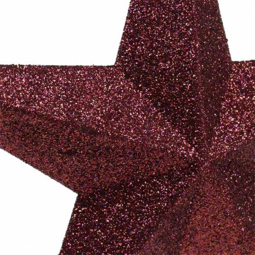 Artículo Percha decorativa glitter estrella burdeos 21cm 2pcs