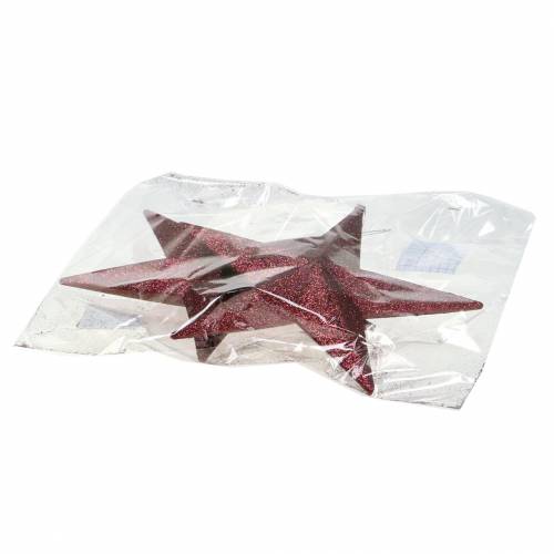 Artículo Percha decorativa glitter estrella burdeos 21cm 2pcs