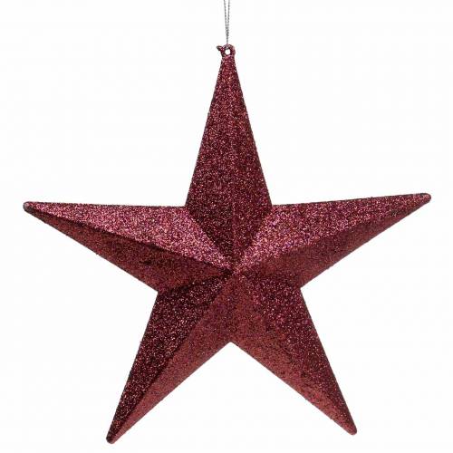 Artículo Percha decorativa glitter estrella burdeos 21cm 2pcs