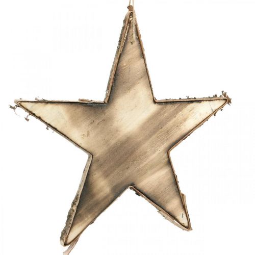 Artículo Decoraciones para árboles de Navidad estrella de madera natural, flameado Al 25cm