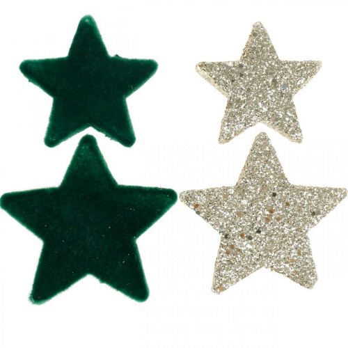 Floristik24 Sprinkles estrella mezcla verde y dorado Navidad 4cm/5cm 40p