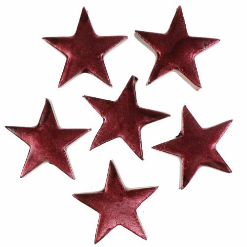 Floristik24 Deco estrella rojo oscuro 4cm 12pcs