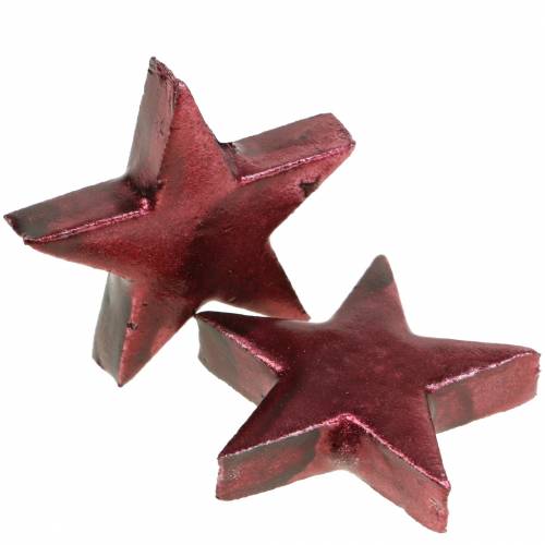 Floristik24 Deco estrella rojo oscuro 4cm 12pcs