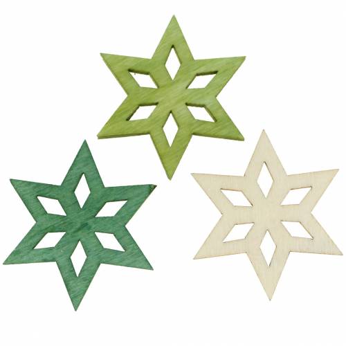 Decoración para controlar Holzstern Green Mix 4cm 72 piezas