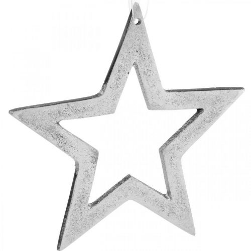 Artículo Estrella para colgar decoración navideña de aluminio plateado 15,5 × 15cm