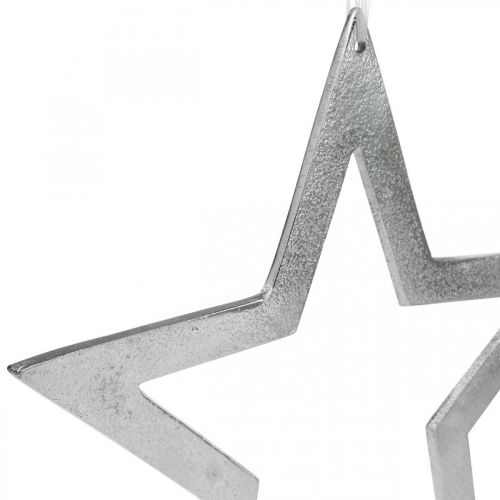 Floristik24 Estrella decorativa para colgar puerta aluminio plata decoración Ø28cm