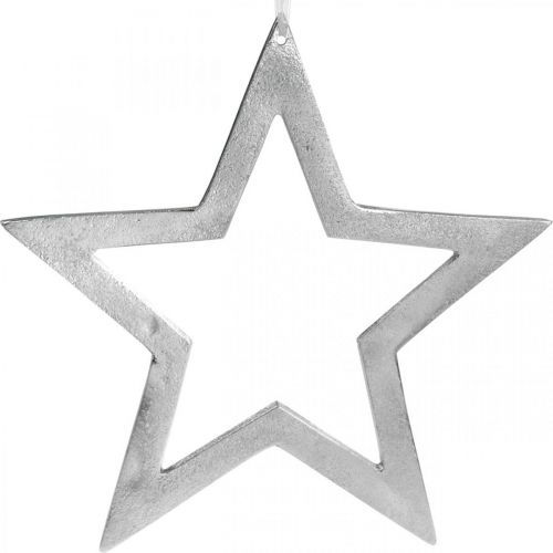 Floristik24 Estrella decorativa para colgar puerta aluminio plata decoración Ø28cm