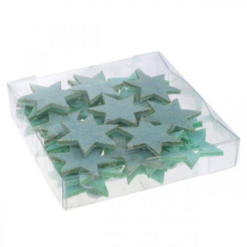 Artículo Estrellas decorativas para manualidades Espuma de goma autoadhesiva menta 4cm 36pcs