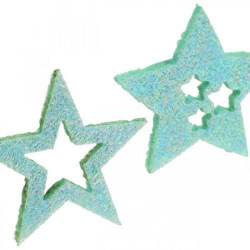 Artículo Estrellas decorativas para manualidades Espuma de goma autoadhesiva menta 4cm 36pcs