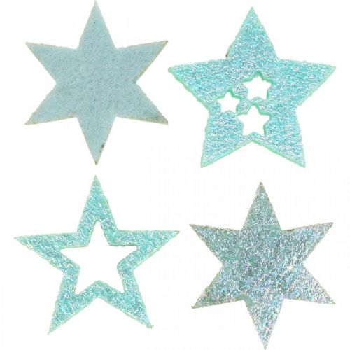 Artículo Estrellas decorativas para manualidades Espuma de goma autoadhesiva menta 4cm 36pcs