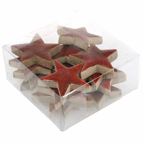 Floristik24 Decoración dispersa estrella mango pintado de rojo 5×5cm 16 piezas