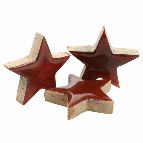 Floristik24 Decoración dispersa estrella mango lacado rojo 5 × 5cm 16p