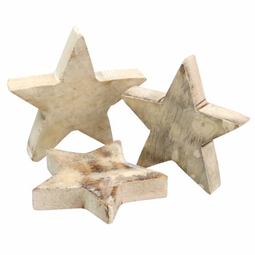 Floristik24 Streudeko estrella navideña mango madera lacada en blanco 6cm 16pzs