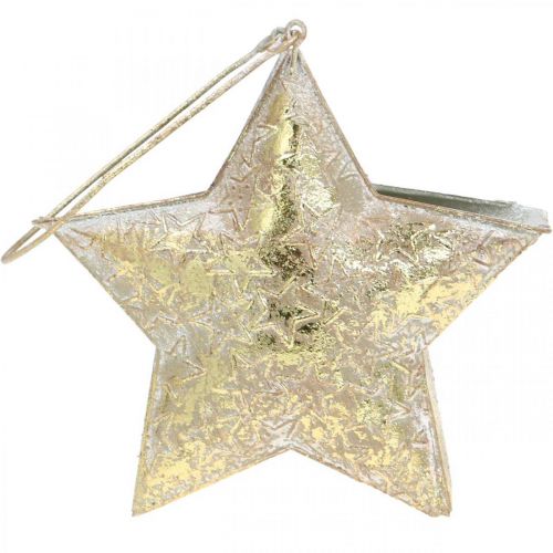 Artículo Estrella metálica decorativa para colgar y decorar Dorado Ø13cm